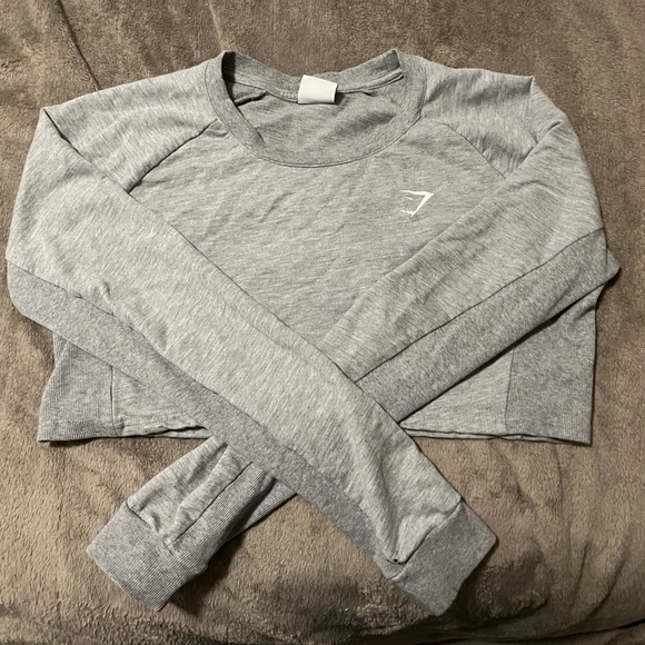 (free with bundle) Gymshark cropped long sleeve Size M Grey - Picture 1 of 2
